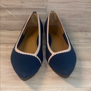 Vionic Dahlia Blue & Pink Knit Pointed Toe Ballet Flats